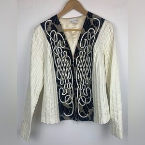 Vintage Alexandra Rosati Cream Jacket Soutache,‎ Lace and Beaded Women's Size 10
